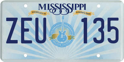 MS license plate ZEU135