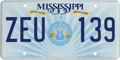 MS license plate ZEU139