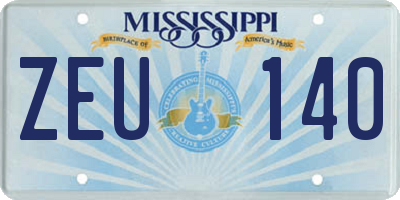 MS license plate ZEU140