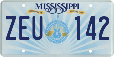 MS license plate ZEU142