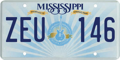 MS license plate ZEU146