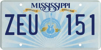 MS license plate ZEU151