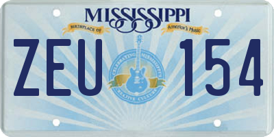 MS license plate ZEU154