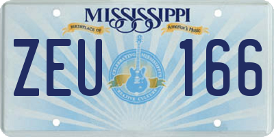 MS license plate ZEU166