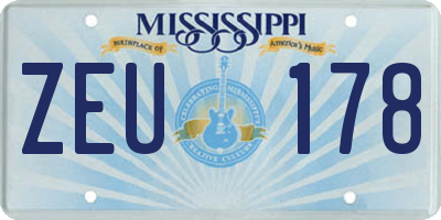 MS license plate ZEU178