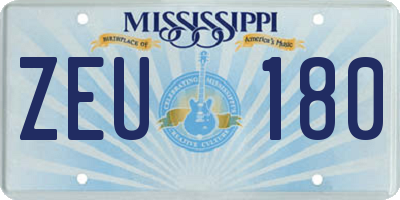 MS license plate ZEU180