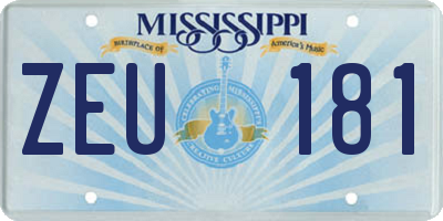 MS license plate ZEU181