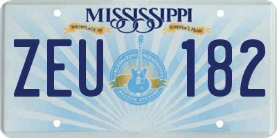 MS license plate ZEU182
