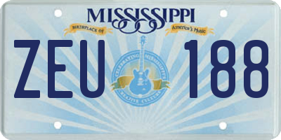 MS license plate ZEU188