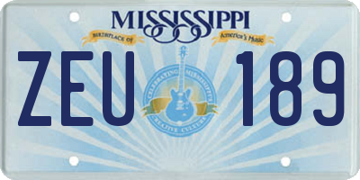 MS license plate ZEU189