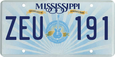 MS license plate ZEU191