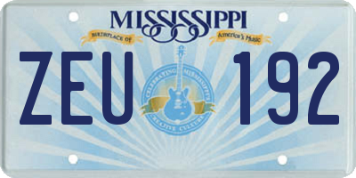 MS license plate ZEU192