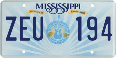 MS license plate ZEU194