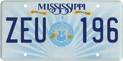MS license plate ZEU196