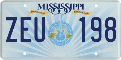 MS license plate ZEU198