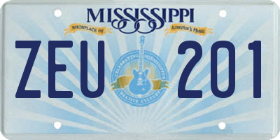 MS license plate ZEU201