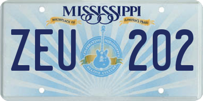 MS license plate ZEU202