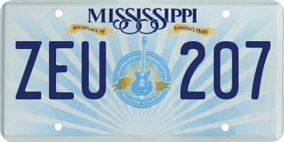 MS license plate ZEU207