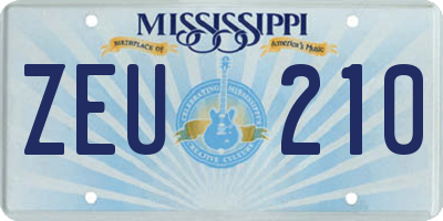 MS license plate ZEU210
