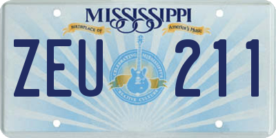 MS license plate ZEU211
