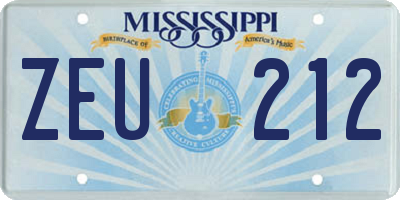 MS license plate ZEU212