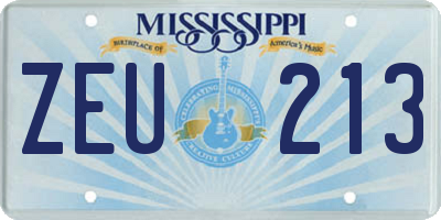 MS license plate ZEU213