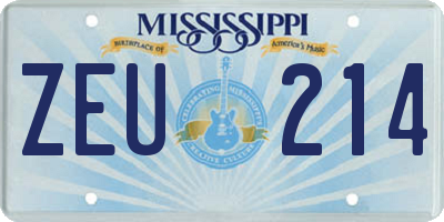 MS license plate ZEU214