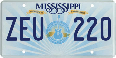 MS license plate ZEU220