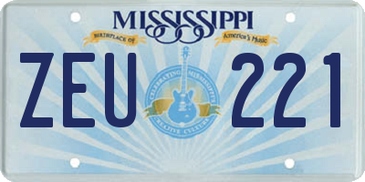 MS license plate ZEU221