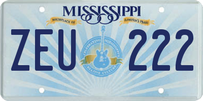 MS license plate ZEU222