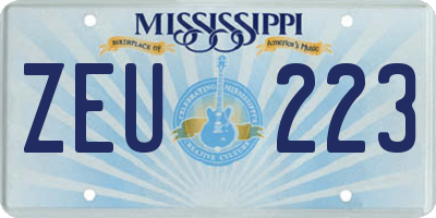MS license plate ZEU223