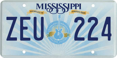 MS license plate ZEU224