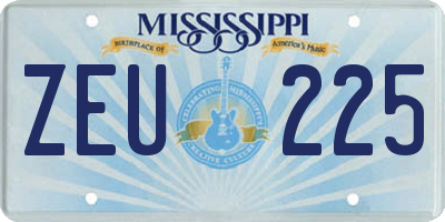 MS license plate ZEU225