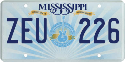 MS license plate ZEU226