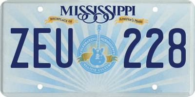 MS license plate ZEU228