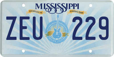 MS license plate ZEU229