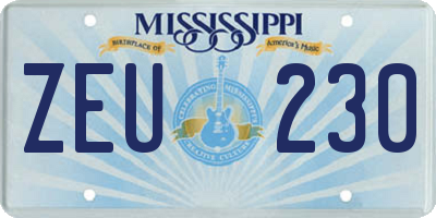 MS license plate ZEU230