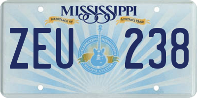 MS license plate ZEU238