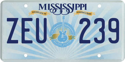 MS license plate ZEU239