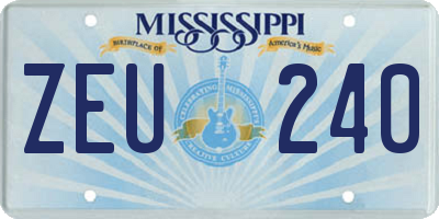 MS license plate ZEU240