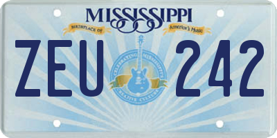 MS license plate ZEU242