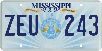 MS license plate ZEU243