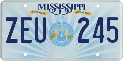 MS license plate ZEU245