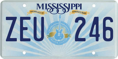 MS license plate ZEU246
