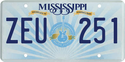 MS license plate ZEU251