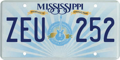 MS license plate ZEU252