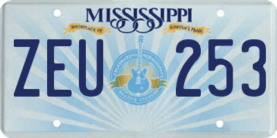 MS license plate ZEU253