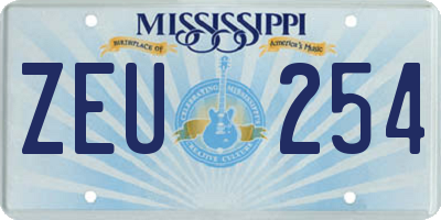 MS license plate ZEU254