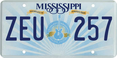 MS license plate ZEU257