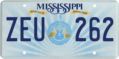 MS license plate ZEU262